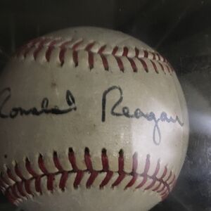 Ronald Reagan Autographed Baseball with Red Stitching
